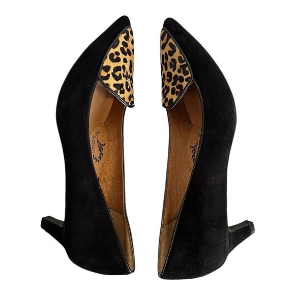 SOFFT | Varney Sturdy Black Leather Calf Hair Loafers Kitten Heel Dress Shoes 8 - Picture 6 of 10